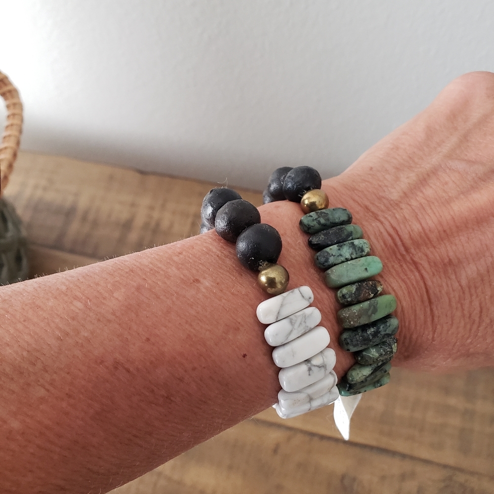Bracelet - bead/stone set of 2
